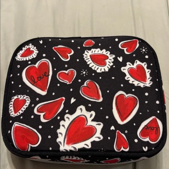 Brighton Black Cosmetic Case with Red Heart Motif - Picture 4 of 7